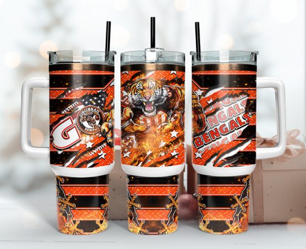 Cincinnati Bengals NFL Mascot Custom Stanley Quencher 30oz-40oz Stainless Steel Tumbler Hot And Cold Tumbler