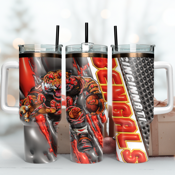 Cincinnati Bengals NFL Mascot Custom Stanley Quencher 30oz-40oz Stainless Steel Tumbler Hot And Cold Tumbler