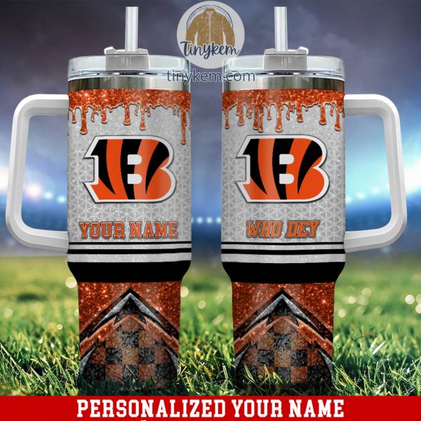 Cincinnati Bengals Glitter NFL Custom Stanley Quencher 30oz-40oz Stainless Steel Tumbler Hot And Cold Tumbler