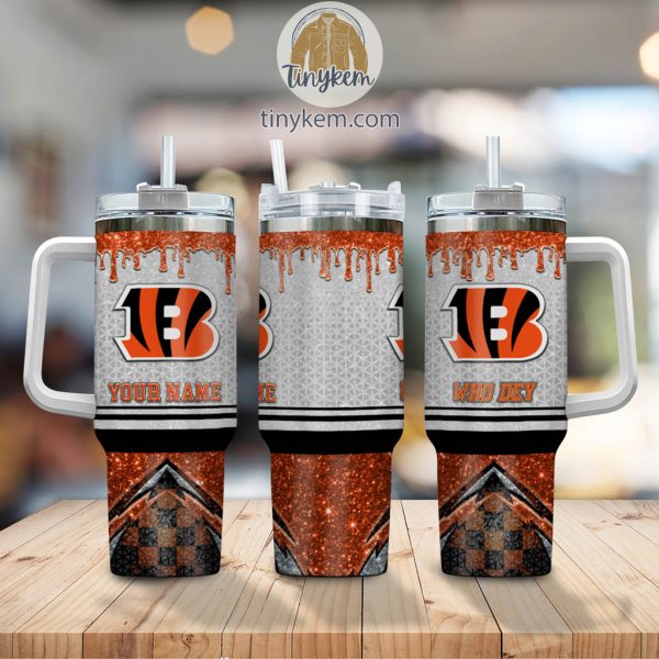 Cincinnati Bengals Glitter NFL Custom Stanley Quencher 30oz-40oz Stainless Steel Tumbler Hot And Cold Tumbler - Image 2