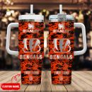 Cincinnati Bengals NFL Camouflage Silver Logo Custom Stanley Quencher 30oz-40oz Stainless Steel Tumbler Hot And Cold Tumbler