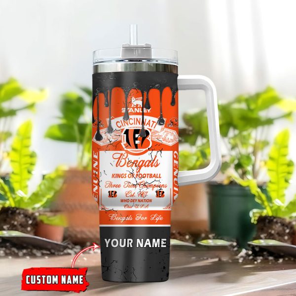Cincinnati Bengals NFL Kings Of Football Custom Stanley Quencher 30oz-40oz Stainless Steel Tumbler Hot And Cold Tumbler - Image 2