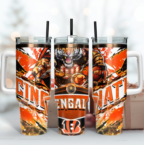 Cincinnati Bengals NFL Mascot Custom Stanley Quencher 30oz-40oz Stainless Steel Tumbler Hot And Cold Tumbler