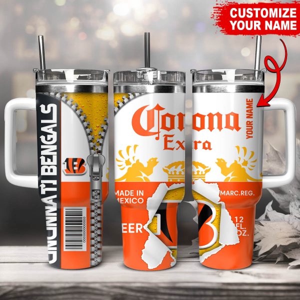Cincinnati Bengals NFL Corona Extra Custom Stanley Quencher 30oz-40oz Stainless Steel Tumbler Hot And Cold Tumbler
