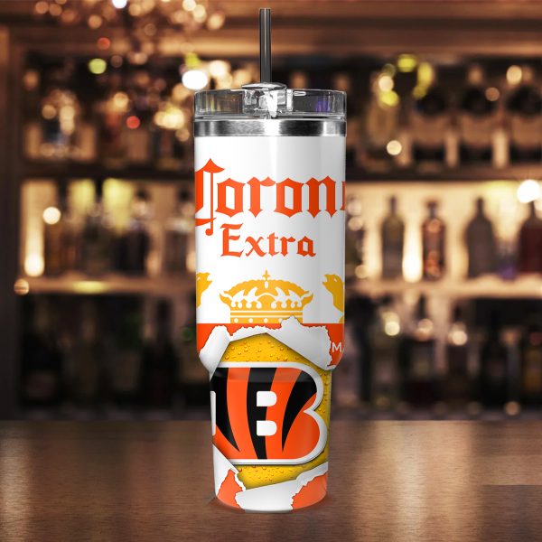 Cincinnati Bengals NFL Corona Extra Custom Stanley Quencher 30oz-40oz Stainless Steel Tumbler Hot And Cold Tumbler - Image 2