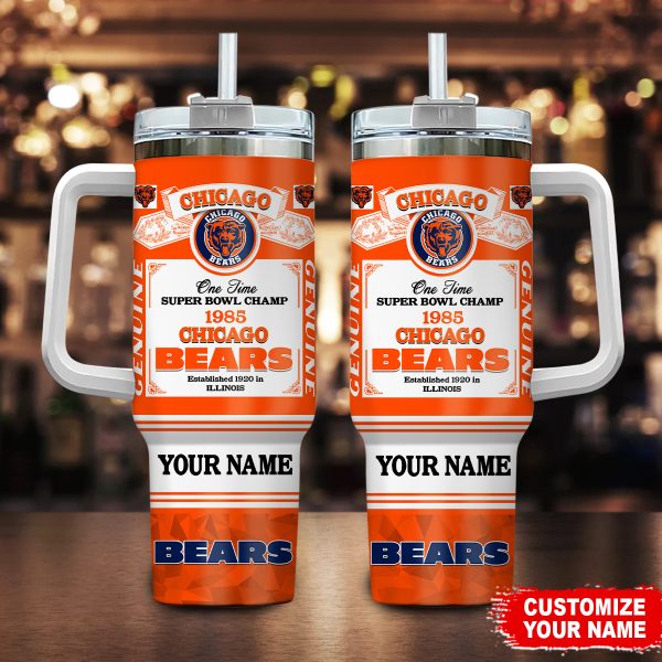 Chicago Bears NFL Super Bowl Champs Pride Custom Stanley Quencher 30oz-40oz Stainless Steel Tumbler Hot And Cold Tumbler