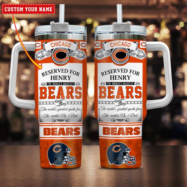 Chicago Bears NFL Father's Day Custom Stanley Quencher 30oz-40oz Stainless Steel