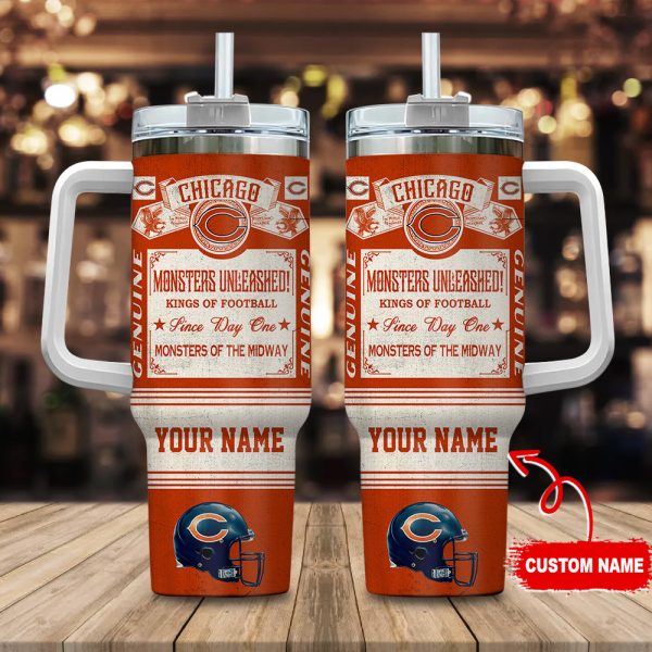 Chicago Bears NFL Vintage Kings Of Football Custom Stanley Quencher 30oz-40oz Stainless Steel Tumbler Hot And Cold Tumbler
