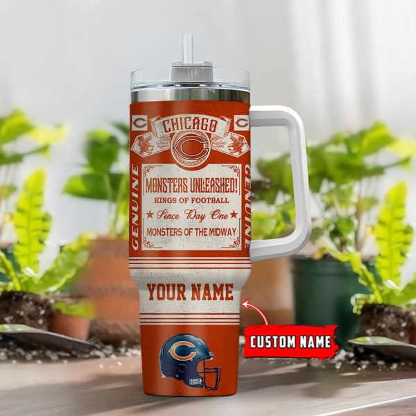 Chicago Bears NFL Vintage Kings Of Football Custom Stanley Quencher 30oz-40oz Stainless Steel Tumbler Hot And Cold Tumbler - Image 2