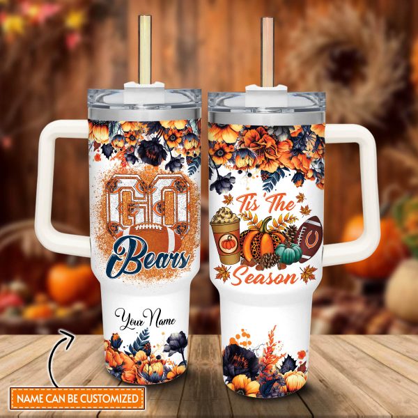 Chicago Bears NFL Custom Stanley Quencher 30oz-40oz Stainless Steel Tumbler Hot And Cold Tumbler