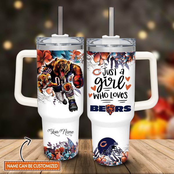 Chicago Bears NFL Custom Stanley Quencher 30oz-40oz Stainless Steel Tumbler Hot And Cold Tumbler