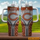 Chicago Bears NFL Glitter Leopard Print Custom Stanley Quencher 30oz-40oz Stainless Steel Tumbler Hot And Cold Tumbler