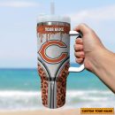 Chicago Bears NFL Glitter Leopard Print Custom Stanley Quencher 30oz-40oz Stainless Steel Tumbler Hot And Cold Tumbler