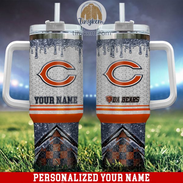 Chicago Bears Glitter NFL Custom Stanley Quencher 30oz-40oz Stainless Steel Tumbler Hot And Cold Tumbler
