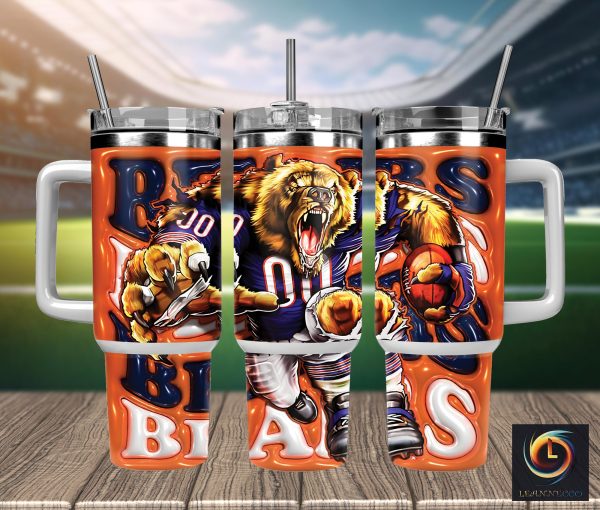 Chicago Bears NFL Mascot Custom Stanley Quencher 30oz-40oz Stainless Steel Tumbler Hot And Cold Tumbler