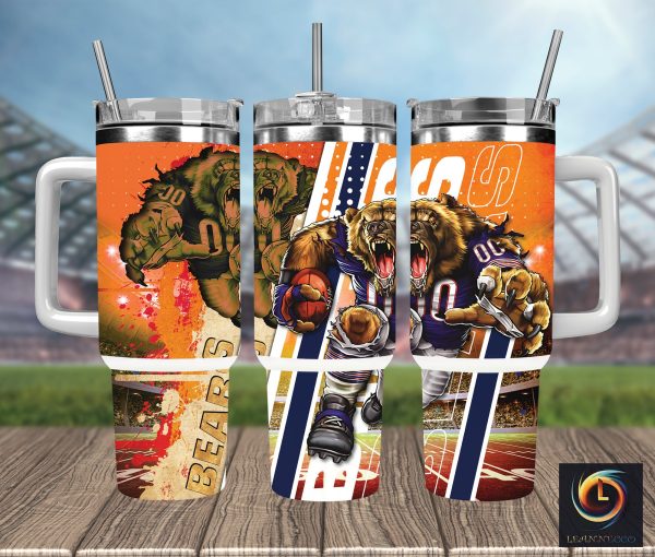 Chicago Bears NFL Mascot Custom Stanley Quencher 30oz-40oz Stainless Steel Tumbler Hot And Cold Tumbler