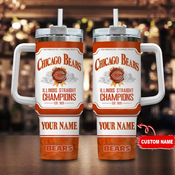 Chicago Bears NFL Jim Beam Custom Stanley Quencher 30oz-40oz Stainless Steel Tumbler Hot And Cold Tumbler