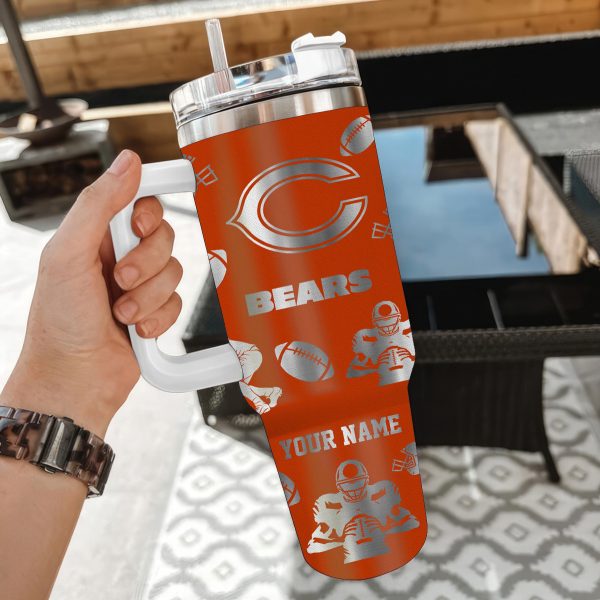 Chicago Bears NFL Custom Stanley Quencher 30oz-40oz Stainless Steel Tumbler Hot And Cold Tumbler - Image 2