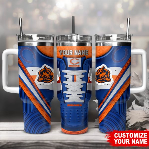 Chicago Bears NFL Sneaker Custom Stanley Quencher 30oz-40oz Stainless Steel Tumbler Hot And Cold Tumbler