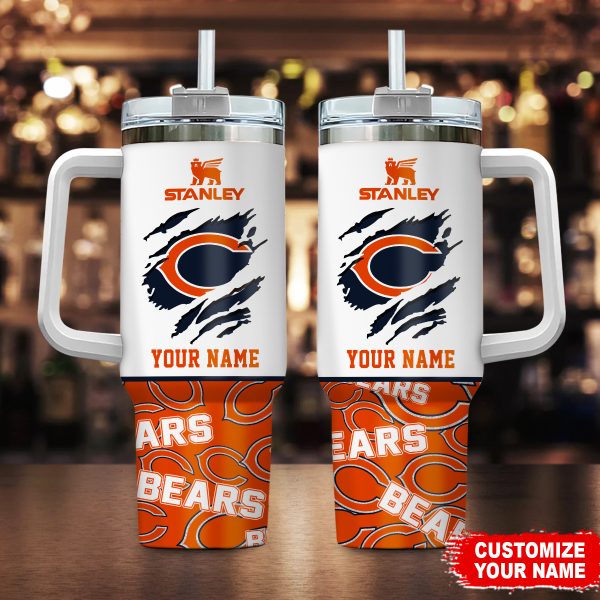 Chicago Bears NFL Custom Stanley Quencher 30oz-40oz Stainless Steel Tumbler Hot And Cold Tumbler