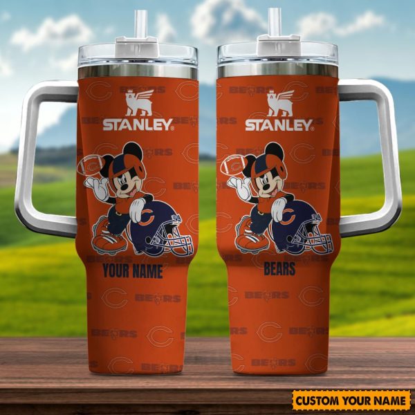 Chicago Bears NFL Mickey Mouse Custom Stanley Quencher 30oz-40oz Stainless Steel Tumbler Hot And Cold Tumbler