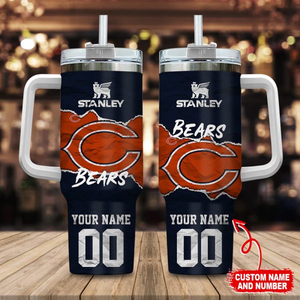 Chicago Bears NFL Custom Stanley Quencher 30oz-40oz Stainless Steel Tumbler Hot And Cold Tumbler