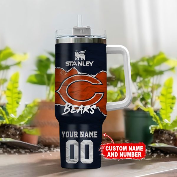 Chicago Bears NFL Custom Stanley Quencher 30oz-40oz Stainless Steel Tumbler Hot And Cold Tumbler - Image 2