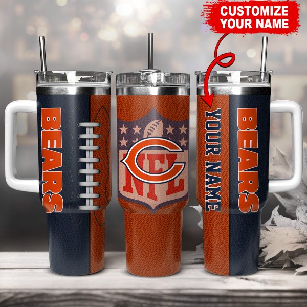Chicago Bears NFL Custom Stanley Quencher 30oz-40oz Stainless Steel Tumbler Hot And Cold Tumbler