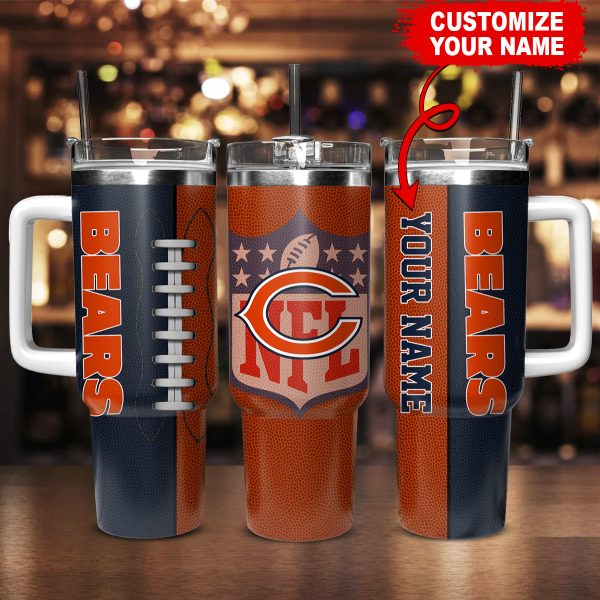 Chicago Bears NFL Custom Stanley Quencher 30oz-40oz Stainless Steel Tumbler Hot And Cold Tumbler - Image 2