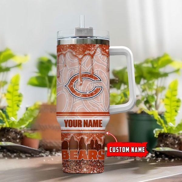 Chicago Bears NFL Glitter Custom Stanley Quencher 30oz-40oz Stainless Steel Tumbler Hot And Cold Tumbler - Image 2