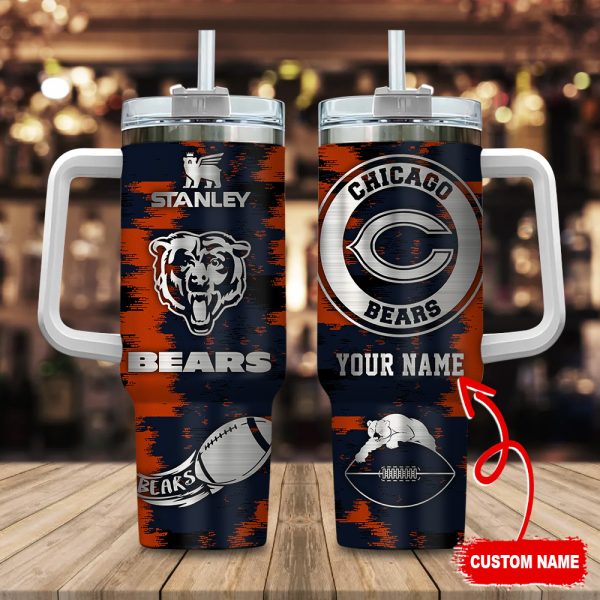 Chicago Bears NFL Custom Stanley Quencher 30oz-40oz Stainless Steel Tumbler Hot And Cold Tumbler