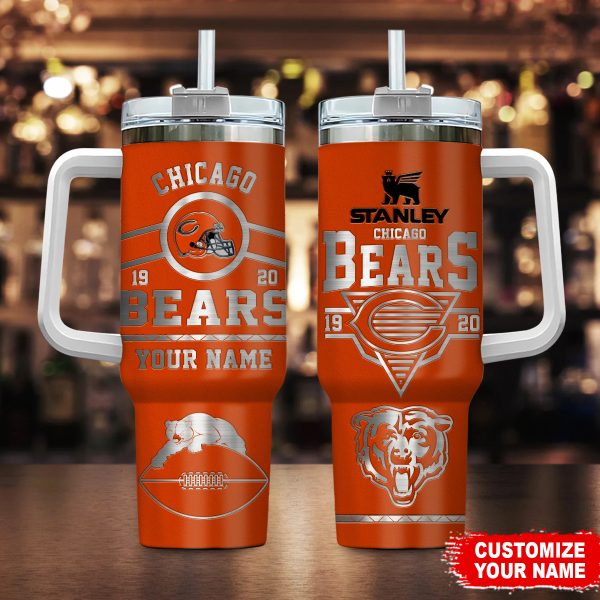 Chicago Bears NFL Custom Stanley Quencher 30oz-40oz Stainless Steel Tumbler Hot And Cold Tumbler