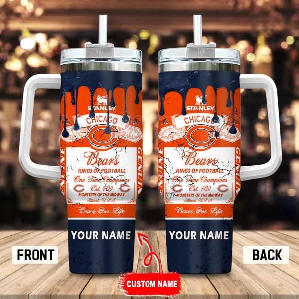 Chicago Bears NFL Kings Of Football Custom Stanley Quencher 30oz-40oz Stainless Steel Tumbler Hot And Cold Tumbler