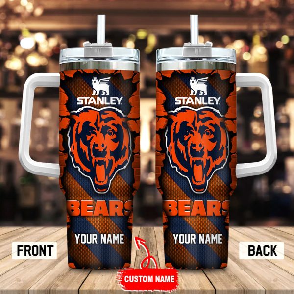 Chicago Bears NFL Custom Stanley Quencher 30oz-40oz Stainless Steel Tumbler Hot And Cold Tumbler
