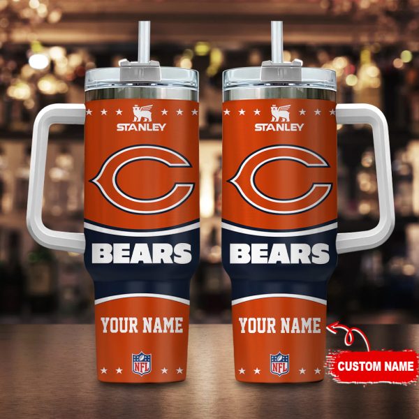Chicago Bears NFL Custom Stanley Quencher 30oz-40oz Stainless Steel Tumbler Hot And Cold Tumbler