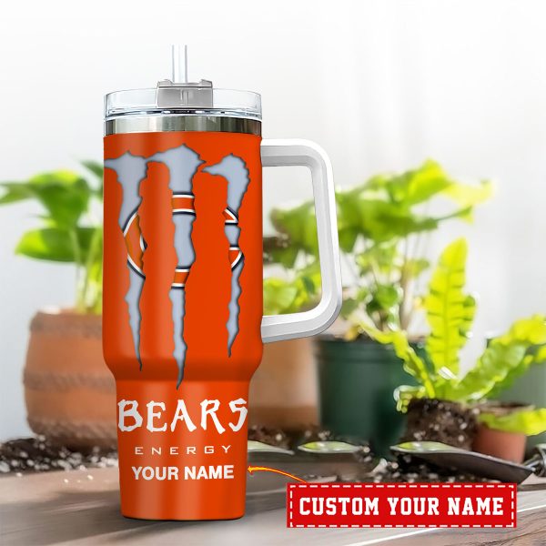 Chicago Bears NFL Energy Nutrition Facts Custom Stanley Quencher 30oz-40oz Stainless Steel Tumbler Hot And Cold Tumbler - Image 2