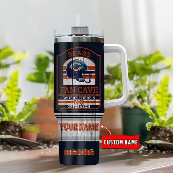 Chicago Bears NFL Fan Cave Custom Stanley Quencher 30oz-40oz Stainless Steel Tumbler Hot And Cold Tumbler - Image 2