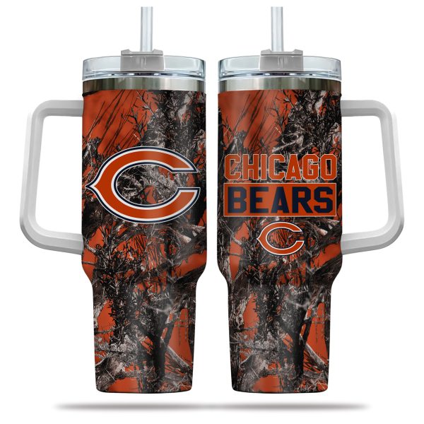 Chicago Bears NFL Hunting Custom Stanley Quencher 30oz-40oz Stainless Steel Tumbler Hot And Cold Tumbler