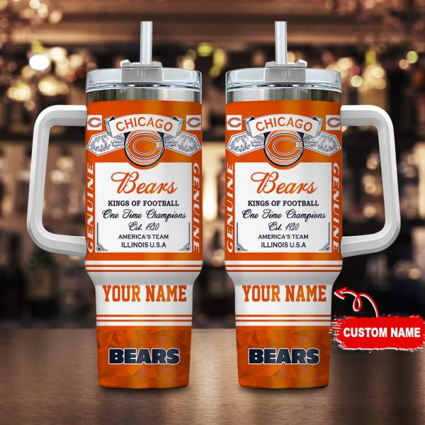 Chicago Bears NFL Kings of Football Custom Stanley Quencher 30oz-40oz Stainless Steel Tumbler Hot And Cold Tumbler