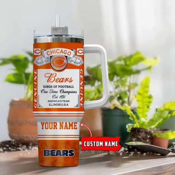Chicago Bears NFL Kings of Football Custom Stanley Quencher 30oz-40oz Stainless Steel Tumbler Hot And Cold Tumbler - Image 2
