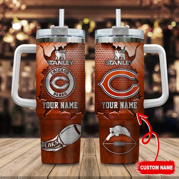 Chicago Bears NFL Metal Style Custom Stanley Quencher 30oz-40oz Stainless Steel Tumbler Hot And Cold Tumbler