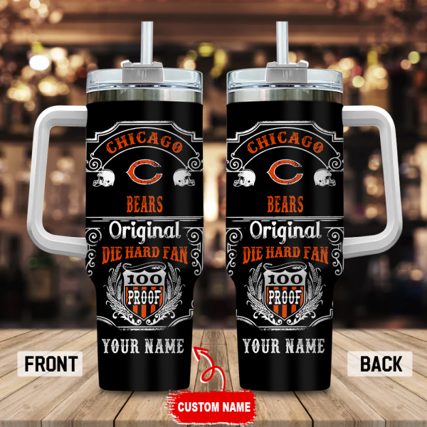Chicago Bears NFL Original Diehard Fan Custom Stanley Quencher 30oz-40oz Stainless Steel Tumbler Hot And Cold Tumbler