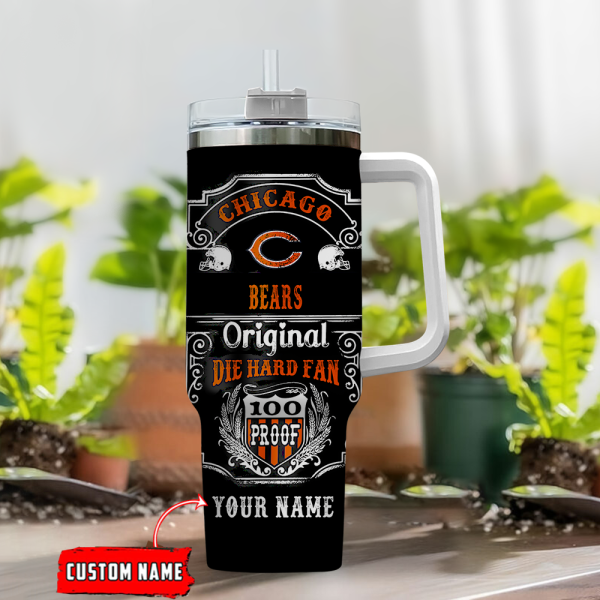 Chicago Bears NFL Original Diehard Fan Custom Stanley Quencher 30oz-40oz Stainless Steel Tumbler Hot And Cold Tumbler - Image 2