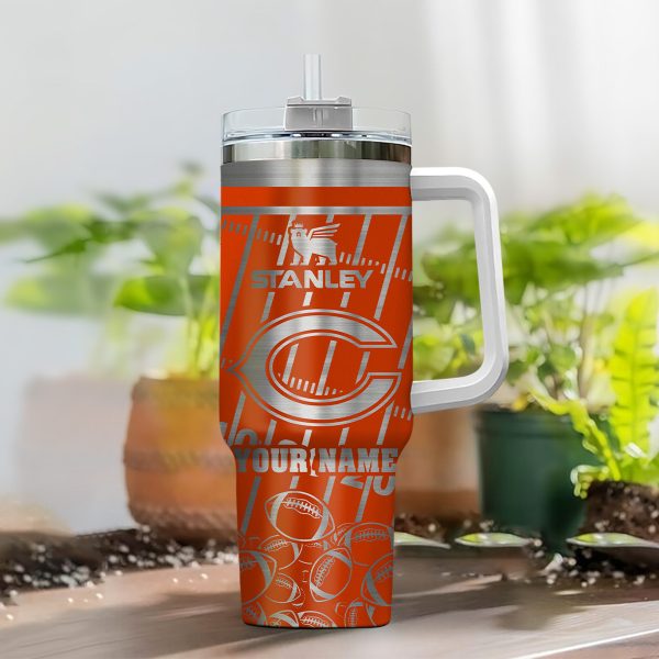 Chicago Bears NFL Silver Custom Stanley Quencher 30oz-40oz Stainless Steel Tumbler Hot And Cold Tumbler - Image 2