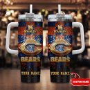 Chicago Bears NFL Glitter Golden Logo Custom Stanley Quencher 30oz-40oz Stainless Steel Tumbler Hot And Cold Tumbler