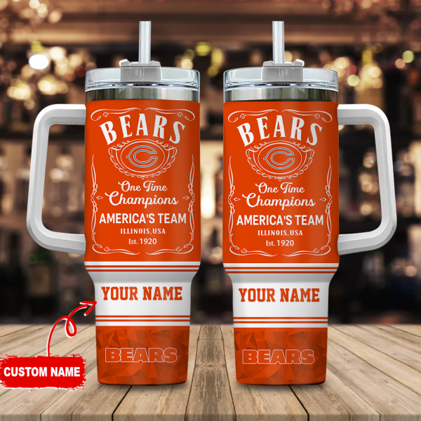 Chicago Bears NFL Custom Stanley Quencher 30oz-40oz Stainless Steel Tumbler Hot And Cold Tumbler