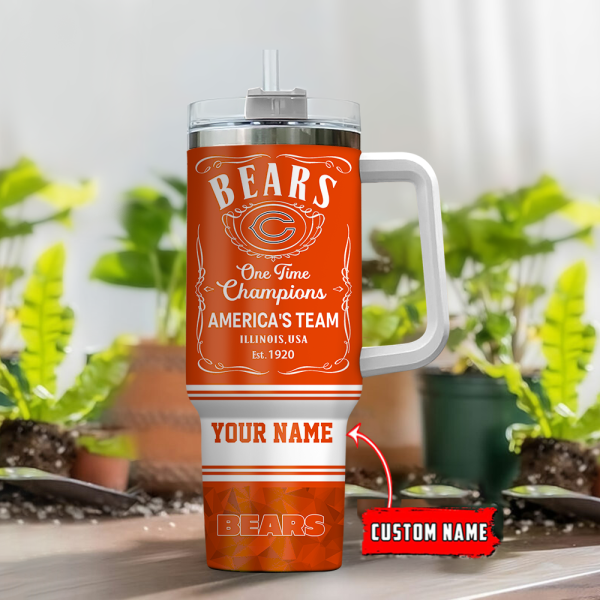 Chicago Bears NFL Custom Stanley Quencher 30oz-40oz Stainless Steel Tumbler Hot And Cold Tumbler - Image 2
