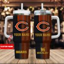 Chicago Bears NFL Leather Effect Custom Stanley Quencher 30oz-40oz Stainless Steel Tumbler Hot And Cold Tumbler