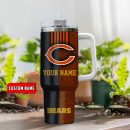 Chicago Bears NFL Leather Effect Custom Stanley Quencher 30oz-40oz Stainless Steel Tumbler Hot And Cold Tumbler