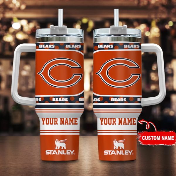 Chicago Bears NFL Custom Stanley Quencher 30oz-40oz Stainless Steel Tumbler Hot And Cold Tumbler